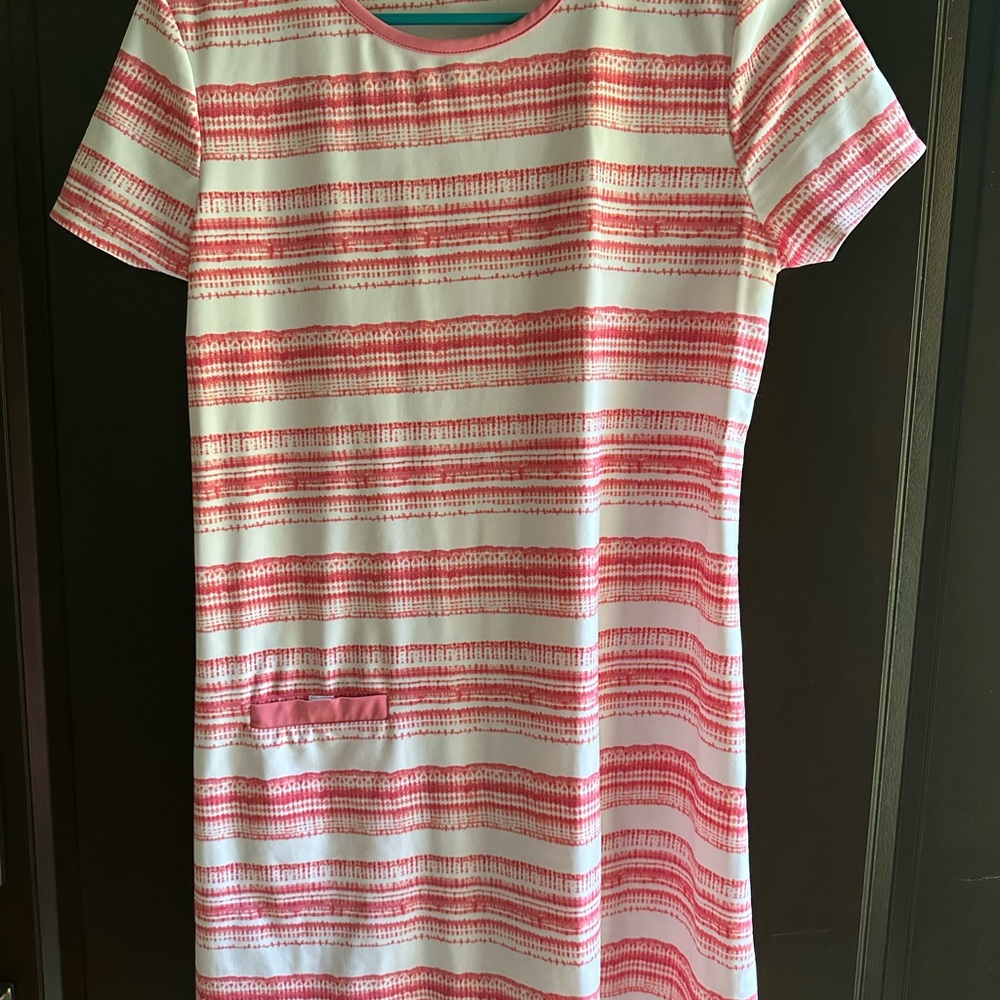 Cabana Life Pink/Coral and White Patterned Dress